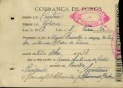 Pagamento do imposto de rendimento de foros de pomares, terras e vinhas referente aos anos de 1912 a 1913.
