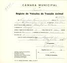 Registo de um veiculo de duas rodas tirado por um animal de espécie asinina destinado a transporte de mercadorias em nome de Franclim Fernandes Duarte, morador no Mucifal.