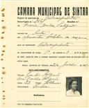Registo de matricula de velocipedista em nome de Maria Dulce Salgado, moradora em Sintra, com o nº de inscrição 2627.