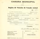 Registo de um veiculo de duas rodas tirado por um animal de espécie muar destinado a transporte de mercadorias em nome de Amado Francisco Maceira, morador em Bolembre.