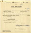 Registo de velocípede de marca Caravela, com o nº 6955, em nome de António Joaquim Caetano, morador em Fachada.