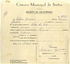 Registo de velocípede de marca Nacional, com o nº 9951, em nome de António Gusmão, morador em Carenque.