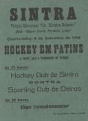 Programa do Hóquei em Patins a contar para o Campeonato entre o Hóquei Clube de Sintra contra Sporting Clube de Oeiras no Ringue Mário Costa Ferreira Lima no Parque Municipal Dr. Oliveira Salazar a 23 de setembro de 1948.