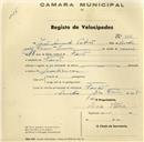 Registo de velocípede com o nº 326, em nome de João Duarte Patrão, morador em Faião.