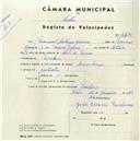Registo de velocípede com o nº 4478, em nome de Manuel Antunes Garcia, morador em Morelena.