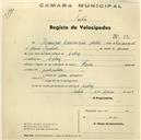 Registo de velocípede de marca Faia, com o nº 791, em nome de Henrique Conceição Mota, morador em Cabriz.