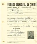 Registo de matricula de velocipedista em nome de Josué Tojeira, morador em Vila Verde, com o nº de inscrição 2051.