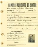 Registo de matricula de cocheiro profissional em nome de Francisco Fortunato, morador em Queluz, com o nº de inscrição 749.