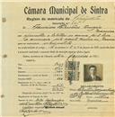 Registo de matricula de velocipedista em nome de Francisco Valentim Tomásio, morador em Maceira, com o nº de inscrição 705.