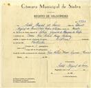 Registo de velocípede de marca Especial, com o nº 9730, em nome de Adão Miguel de Sousa, morador em Cacém.