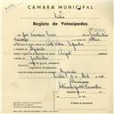 Registo de velocípede de marca Peugeot, com o nº 4154, em nome de José Freixeiro Covas, morador em Algueirão.