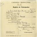 Registo de velocípede com o nº 2361, em nome de Armando de Jesus Almeida, morador em Lameiras.