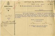 Ofício dirigido ao Administrador do Concelho de Sintra, proveniente do Batalhão de Pontoneiros, Tenente Coronel de Engenharia, Humberto Severim de Morais, referente ao alistamento na Polícia de Segurança Pública do soldado Francisco Luís Lobo, morador em Agualva.