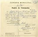 Registo de velocípede com o nº 3334, em nome de António Ferreira Pinto, morador em Rua Dr. Leão d'Oliveira nº 7, Belas.