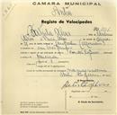 Registo de velocípede de marca Corveta Rapida, com o nº 271, em nome de Batista Alves, morador em Pero Pinheiro.