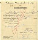 Registo de velocípede de marca V.N. Motorette, com o nº 6729, em nome de Vítor José Névoa, morador em Rua José Antunes dos Santos, Sintra.