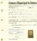 Registo de matricula de carroceiro de 2 ou mais animais em nome de Zeferino dos Santos, morador em Veda Seca, com o nº de inscrição 2195.