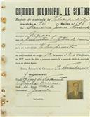 Registo de matricula de velocipedista em nome de Francisco Gomes Nascimento, morador em Negrais, com o nº de inscrição 911.