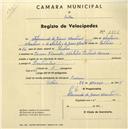 Registo de velocípede com o nº 1856, em nome de Florindo de Jesus Martins, morador em Cacém.