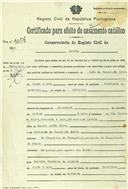 Certificado de casamento de João da Conceição Brito e Belmira Macieira de Macedo.