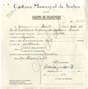 Registo de velocípede de marca Opol, com o nº 5659, em nome de Joaquim dos Santos, morador em Agualva.