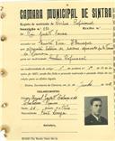 Registo de matricula de cocheiro profissional em nome de Rui Jardett Correia, morador na Quinta Nova, Albarraque, com o nº de inscrição 880.