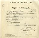 Registo de velocípede de marca Raio e Pombal, com o nº 3408, em nome de João Rodrigues Serôdio, morador em Penedo.