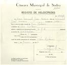 Registo de velocípede com o nº 9507, em nome de Nuno Manuel Luís Amaro, morador em Pero Pinheiro.