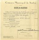 Registo de velocípede de marca Vilar com motor Cuciolo, com o nº 6483, em nome de Amado Francisco da Costa Maceira, morador em Queluz.