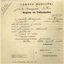 Registo de velocípede de marca Nacional, com o nº 2699, em nome de Jacinto Rodrigues, morador em Gouveia.