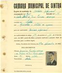 Registo de matricula de cocheiro profissional em nome de Carlos Alberto de Jesus Ferreira Marrazes, morador em Sintra, com o nº de inscrição 925.