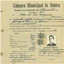 Registo de matricula de velocipedista em nome de Artur dos Reis Malgazeiro, morador em Massamá, com o nº de inscrição 731.