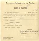 Registo de velocípede de marca Velociper, com o nº 7411, em nome de Jorge Nunes de Oliveira, morador em Belas.