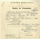 Registo de velocípede com o nº 3121, em nome de Demetria Lemos de Carvalho, moradora em Mem Martins.