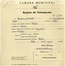 Registo de velocípede com o nº 2301, em nome de Eduardo Manuel Vicente, morador em Bolembre.