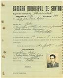 Registo de matricula de velocipedista em nome de Luís José Pena Lopes, morador em Belas, com o nº de inscrição 1760.