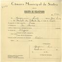 Registo de velocípede com o nº 5829, em nome de Joaquim Luís, morador em São Marcos.