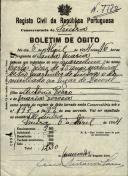 Boletim de óbito de Carlos Pedro, morador no Lourel, sepultado no coval nº 7770, do cemitério de S. Marçal.