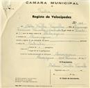 Registo de velocípede com o nº 329, em nome de Avelino Coelho Carvalho, morador em Almoçageme.