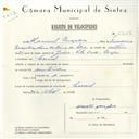 Registo de velocípede com o nº 5752, em nome de Manuel Gonçalves, morador em Lourel.