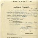 Registo de velocípede de marca Phillips, com o nº 2147, em nome de David Bento Garcia, morador em Sintra.