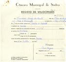Registo de velocípede de marca Forté, com o nº 9372, em nome de Francisco Mendes dos Santos, morador em Queluz.