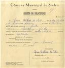 Registo de velocípede de marca Artur & Valadas, com o nº 8157, em nome de Lúcio Cristovão da Silva, morador em Lourel.