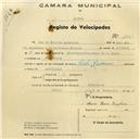 Registo de velocípede de marca Cicles Radium, com o nº 605, em nome de Rui de Freitas Agostinho, morador em Albarraque.