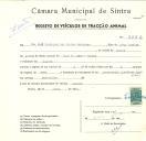 Registo de um veiculo de duas rodas tirado por um animal de espécie muar destinado a transporte de mercadorias em nome de José Henrique dos Santos Rodrigues, morador em Magoito.