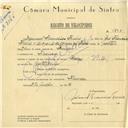 Registo de velocípede de marca Vítor, com o nº 5895, em nome de Manuel Francisco Freire, morador em Francos.
