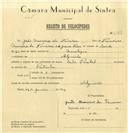 Registo de velocípede de marca Cicles Pombal, com o nº 6793, em nome de João Marreiros da Fonseca, morador em Algueirão.
