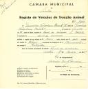 Registo de um veiculo de duas rodas tirado por dois animais de espécie bovina destinado a transporte de mercadorias em nome de Francisco Verissimo Bordalo Júnior, morador no Casal do Condado.