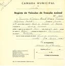 Registo de um veiculo de duas rodas tirado por dois animais de espécie bovina destinado a transporte de mercadorias em nome de Francisco Verissimo Bordalo Júnior, morador no Casal do Condado.