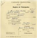 Registo de velocípede com o nº 2511, em nome de Jeronimo António Cristovão, morador em Montelavar.